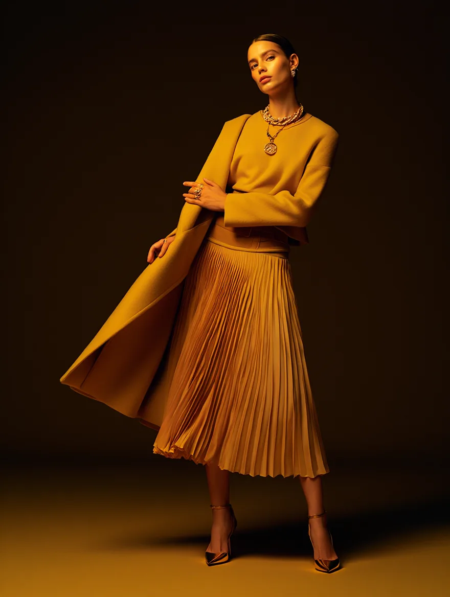 Pleated Midi Skirt